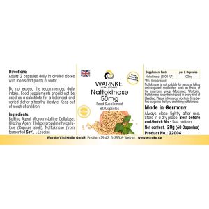 Viên Nang Nattokinase Warnke 50mg - Phòng Chống Đột Quỵ, Tai Biến Mạch Máu Não 7 Viên Nang Nattokinase Warnke 50mg