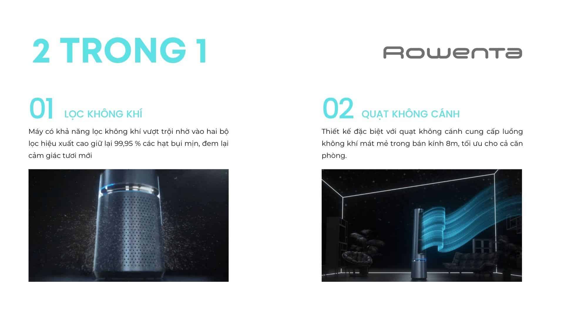 Quạt Không Cánh Kèm Lọc Không Khí Rowenta QU5030-3 Quạt Không Cánh Kèm Lọc Không Khí Rowenta QU5030