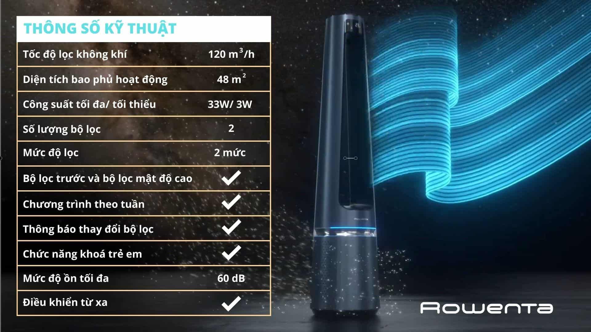 Quạt Không Cánh Kèm Lọc Không Khí Rowenta QU5030-8 Quạt Không Cánh Kèm Lọc Không Khí Rowenta QU5030