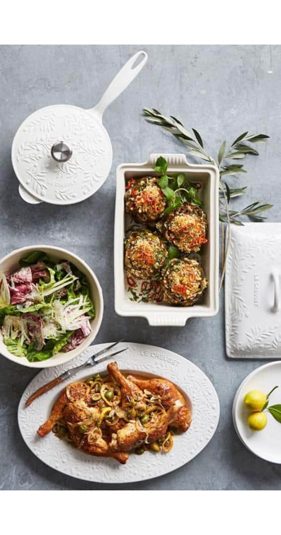 Bát Le Creuset Multi Bowl Holly Màu Trắng 25cm 7 le creuset olive branch collection heritage stoneware rect o