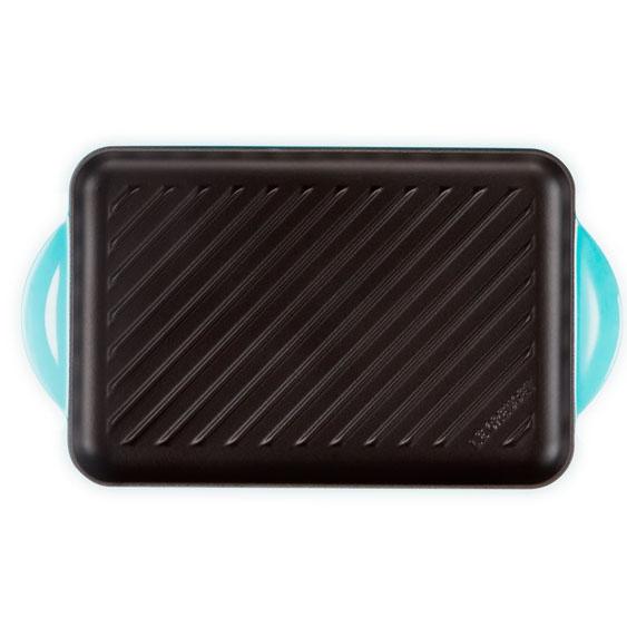 LeCreuset Grillpfanne rechteckig Trad.32x22cm Karibik Blau-04 Chảo Nướng Le Creuset 20202321700460 Grillpfanne Rechteckig Trad Chữ Nhật 32x22cm - Karibick (Xanh Dương) - Nhập Khẩu Đức & EU