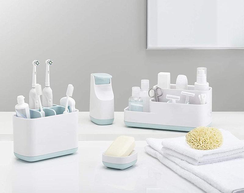 Khay Đựng Bàn Chải Mỹ Phẩm Nhà Tắm Joseph Joseph 70504 EasyStore Trắng Xanh 10 Khay Đựng Bàn Chải Mỹ Phẩm Nhà Tắm Joseph Joseph 70504 EasyStore