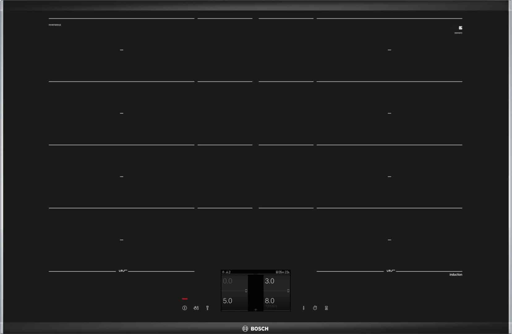 Bếp Từ Đa Điểm Bosch PXY875KW1E Serie 8 Âm Tủ 80cm - Không Giới Hạn Vùng Nấu 12 Bếp Từ Đa Điểm Bosch PXY875KW1E Serie 8 Âm Tủ 80cm