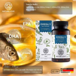 Dầu Cá Nature Love Omega 3 Aus Fischol 40225 120V 7 Viên Uống Dầu Cá Nature Love Omega 3 Aus Fischol 120 Viên