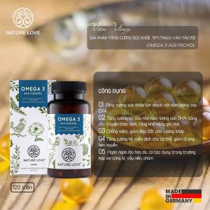 Dầu Cá Nature Love Omega 3 Aus Fischol 40225 120V 10 Viên Uống Dầu Cá Nature Love Omega 3 Aus Fischol 120 Viên