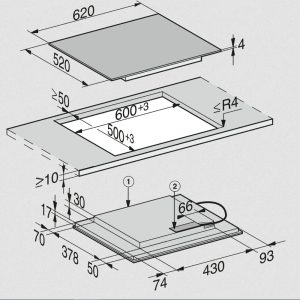Bếp Từ 4 Vùng Nấu Miele KM 7564 FL 7 Kích Thước Lắp Đặt Bếp Từ Miele KM 7564 FL