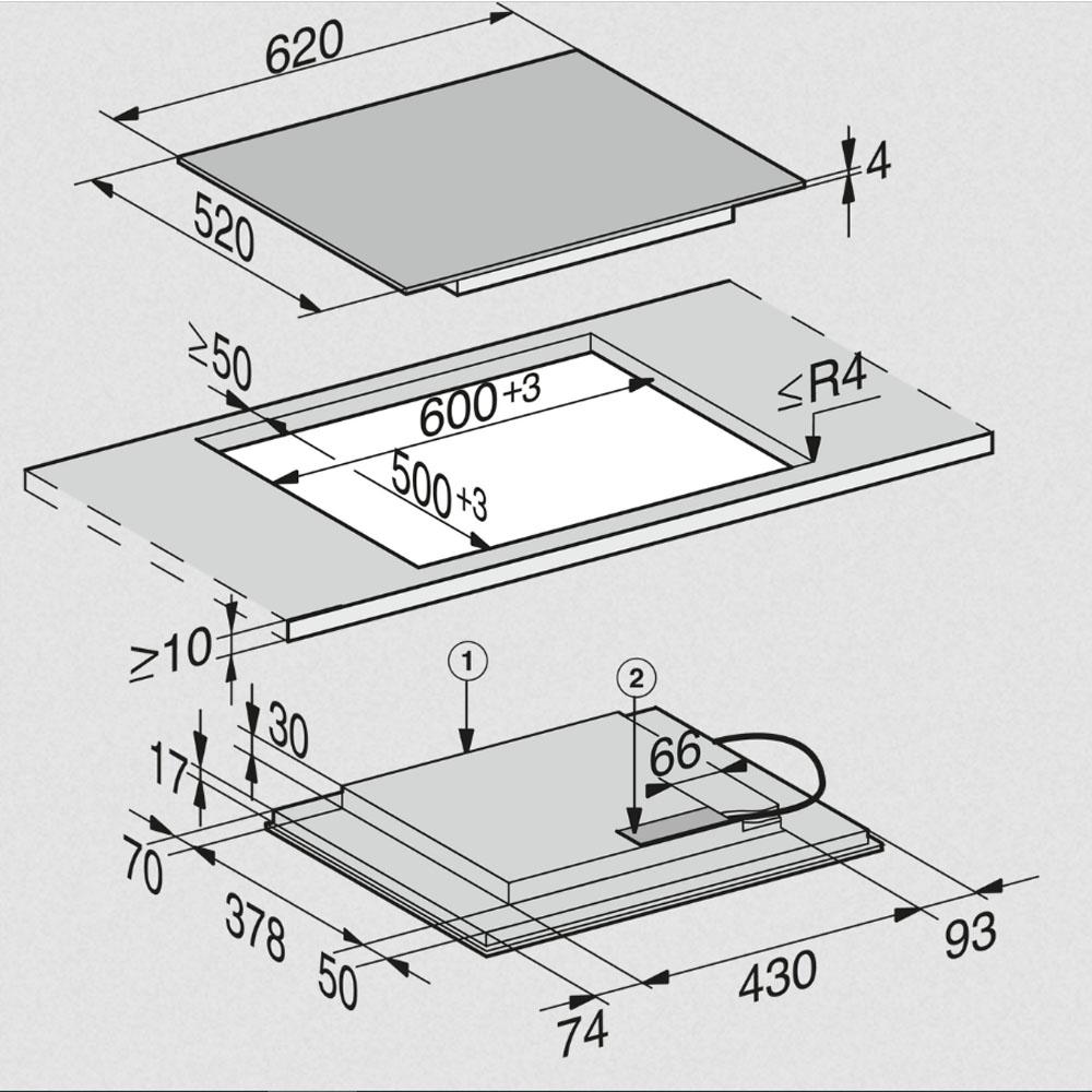 Kích Thước Lắp Đặt Bếp Từ Miele KM 7564 FL Kích Thước Lắp Đặt Bếp Từ Miele KM 7564 FL