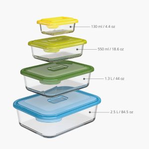 Bộ Hộp Đựng Thực Phẩm Joseph Joseph 81060 Nest Glass Food Storage 4 Món 10 Bộ Hộp Đựng Thực Phẩm Joseph Joseph 81060 Nest Glass Food Storage 4 Món