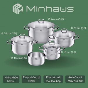 MỪNG LỄ VU LAN QUÀ TẶNG CẦU AN 59 Bộ Nồi Silit Toskana Topfset 5 Món - Nhập khẩu Đức