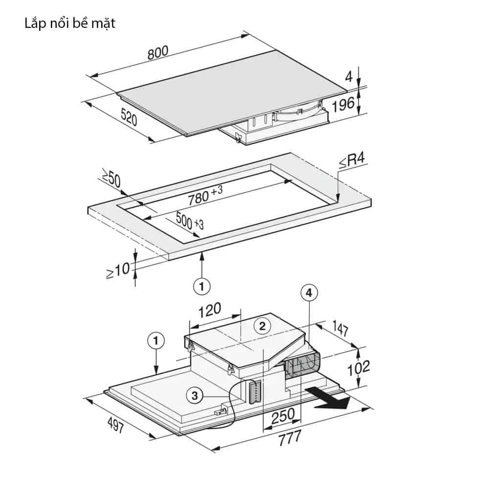 Miele KMDA 7476 FL-7 Bếp Từ Kết Hợp Hút Mùi Miele KMDA 7476 FL
