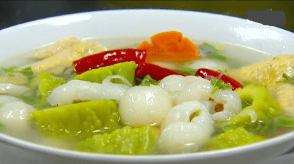 canh mướp đắng vải thiều 